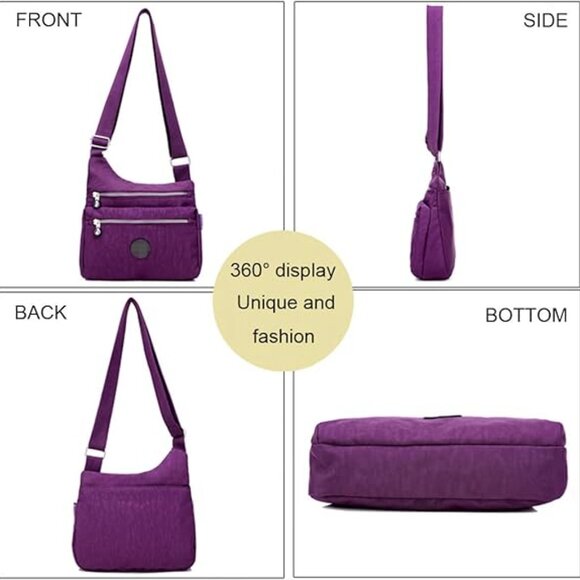 Nylon Multi-Pocket Crossbody Purse Bags for Women Travel Shoulder Bag - Picture 4 of 5